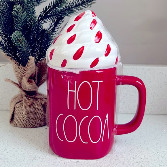 ❗️RAE DUNN HOT COCOA COFFEE HOLIDAY MODERN FARMHOUSE MUG X WHIPPED CREAM TOPPER - Picture 1 of 5